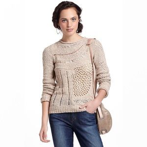 Anthropologie Slanted Openwork Pullover Sweater - Small